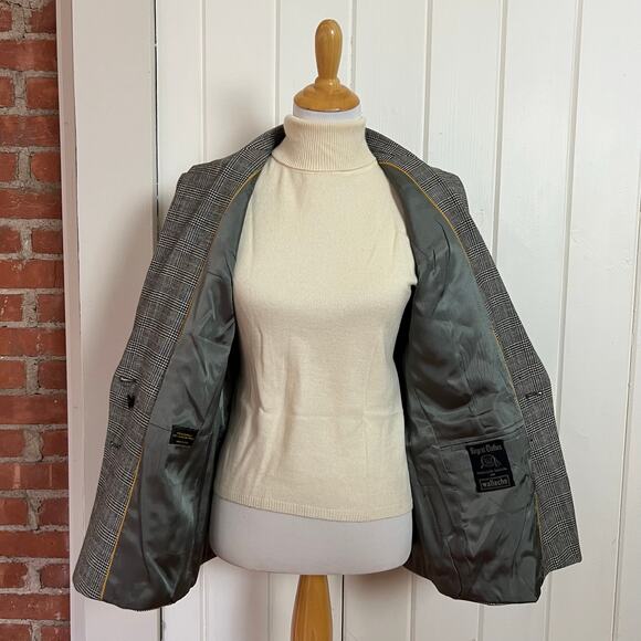 Vintage 70s Regent for Wallachs Wool Glen Plaid Double Breasted Blazer Womens 10 - Picture 8 of 10